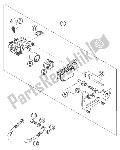 All parts for the Brake Caliper Rear Brembo 28mm of the KTM 125 EXC SIX Days Europe 2003