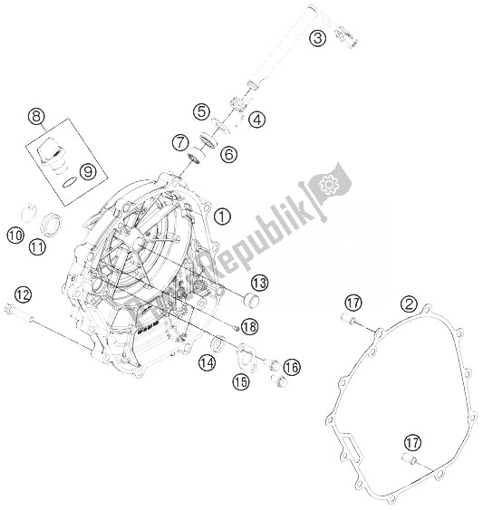 All parts for the Clutch Cover of the KTM 125 Duke Orange ABS Europe 2013