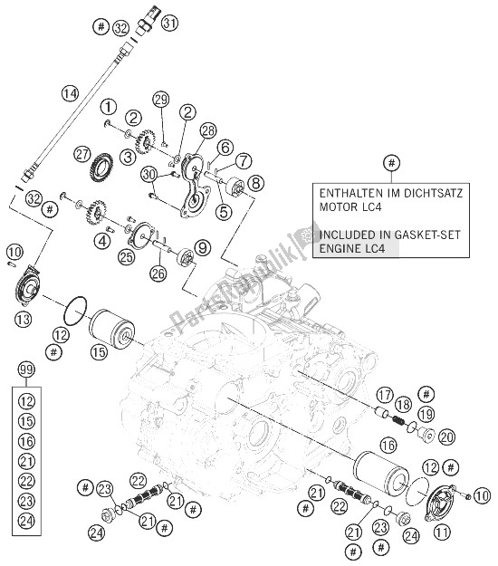 All parts for the Lubricating System of the KTM 690 Duke Black ABS CKD Malaysia 2013