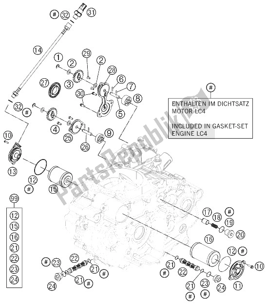 All parts for the Lubricating System of the KTM 690 Duke R ABS Australia 2013