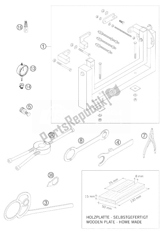 All parts for the Special Tools of the KTM 125 EXC Europe 2007