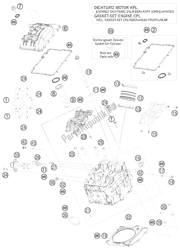 All parts for the Cylinder Head Front of the KTM 1190 RC 8 R Europe 2009