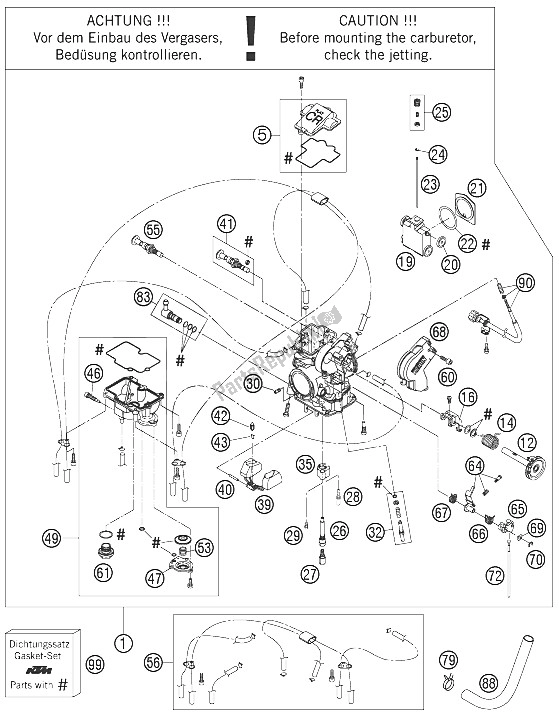 Alle onderdelen voor de Carburator van de KTM 525 SX Europe 2006