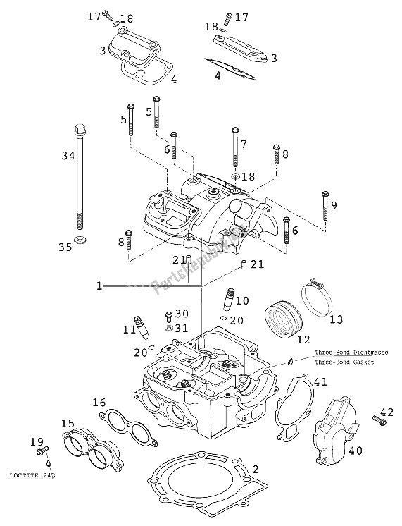 Toutes les pièces pour le Culasse 400/520 Racing 20 du KTM 520 MXC Racing USA 2001