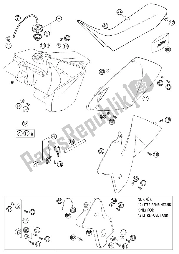 All parts for the Tank, Seat, Cover 2t Exc/mxc of the KTM 300 EXC Europe 2002