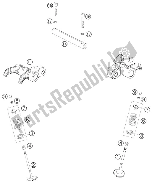 All parts for the Valve Drive of the KTM 690 Rally Factory Replica Europe 2009