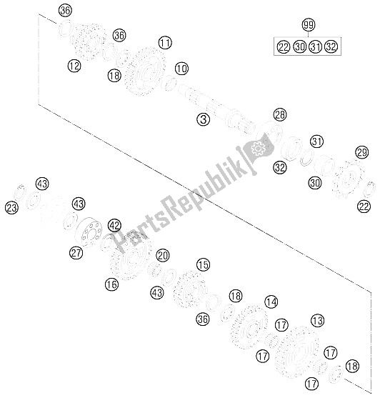 All parts for the Transmission Ii - Countershaft of the KTM 85 SX 19 16 Europe 2012