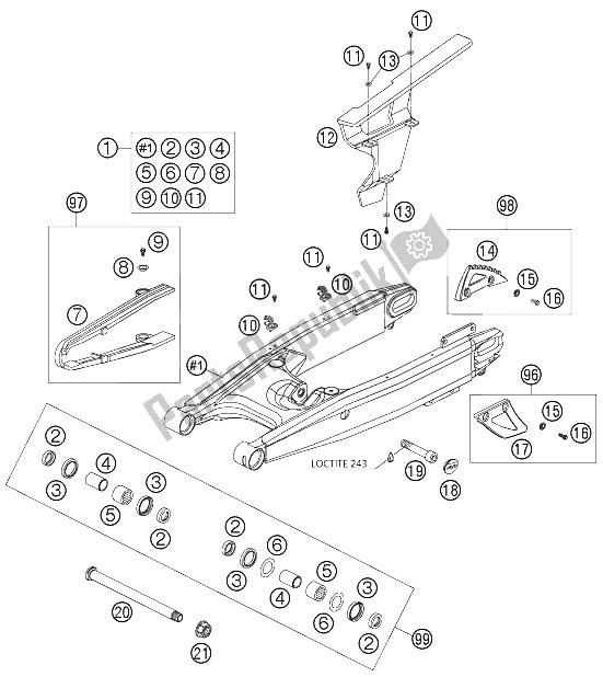 All parts for the Schwingarm 950 Adventure of the KTM 950 Adventure S Europe 2005