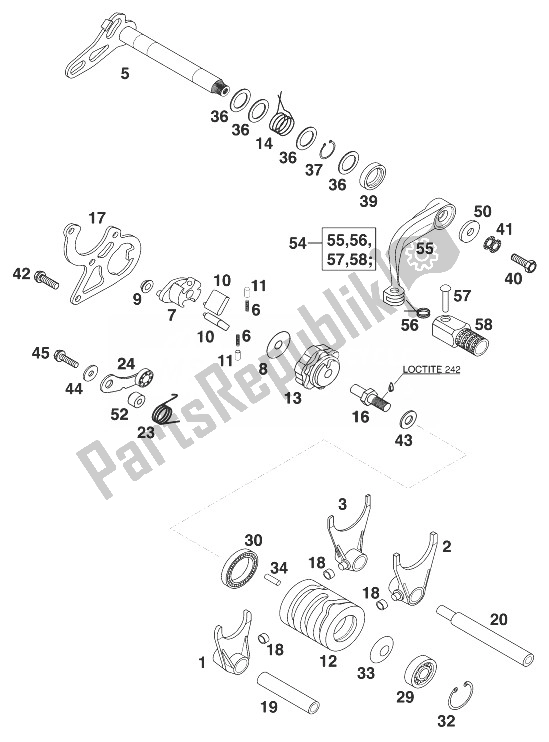 Tutte le parti per il Meccanismo Di Cambio Marce 125/200 '99 del KTM 125 EXC 99 Europe 1999