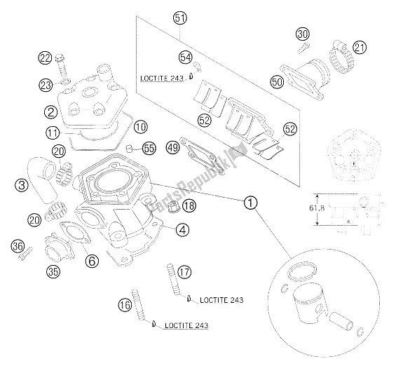 Tutte le parti per il Cilindro del KTM 65 SX Europe 2006