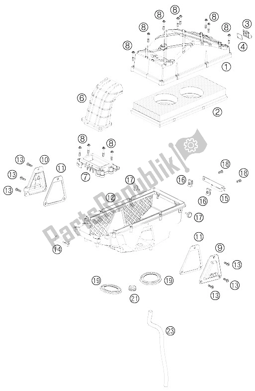 Todas las partes para Filtro De Aire de KTM 990 Adventure Black ABS Australia United Kingdom 2008