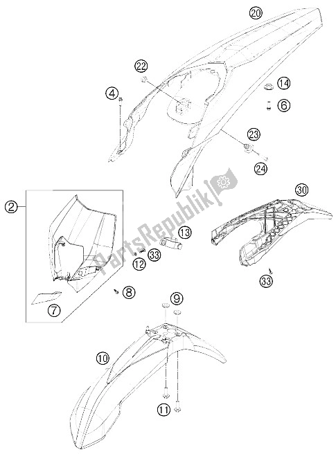 All parts for the Mask, Fender of the KTM 450 XC W USA 2012