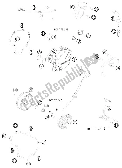 All parts for the Ignition System of the KTM 530 EXC USA 2011