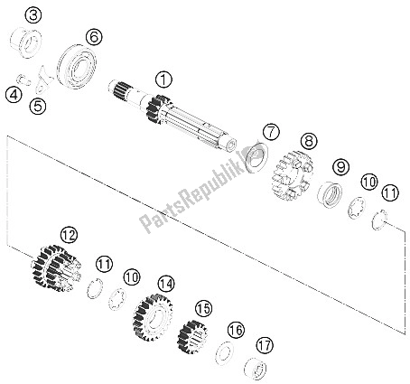 All parts for the Transmission I - Main Shaft of the KTM 200 Duke OR W O ABS B D 16 2016