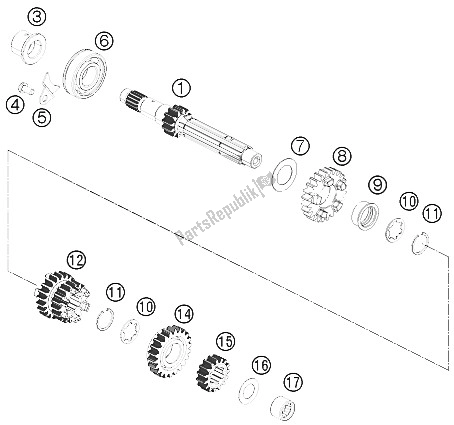 All parts for the Transmission I - Main Shaft of the KTM RC 200 Black W O ABS CKD 15 China 2015