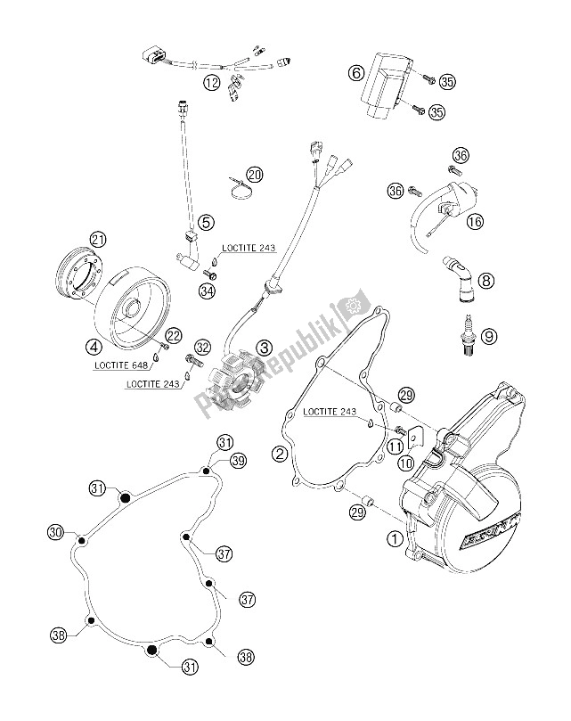 Alle onderdelen voor de Ontbrandingssysteem van de KTM 250 EXC F Europe 2006