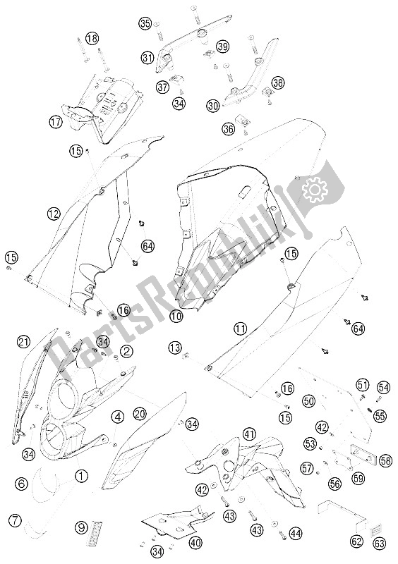 All parts for the Mask, Fenders of the KTM 690 Duke Orange Australia United Kingdom 2009