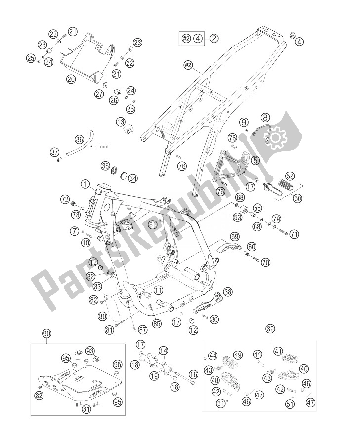 All parts for the Frame, Sub Frame of the KTM 640 Adventure USA 2007