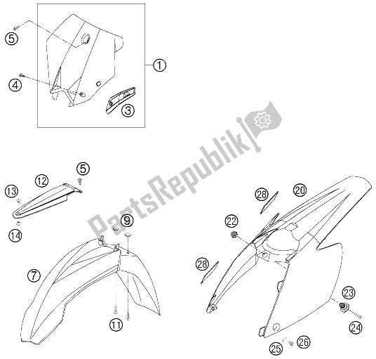 Tutte le parti per il Maschera, Parafanghi del KTM 250 SXS F Europe 2006