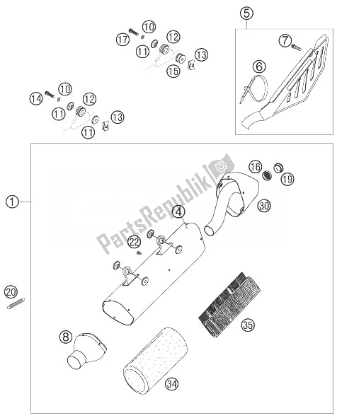 Tutte le parti per il Silenziatore del KTM 450 EXC Factory Racing Australia 2007