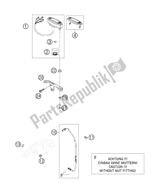 All parts for the Speedometer of the KTM 250 XC W South Africa 2006