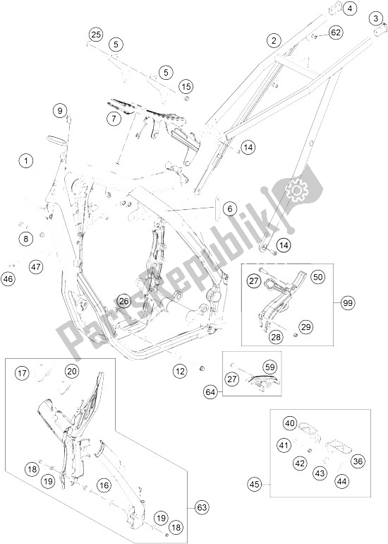 All parts for the Frame of the KTM 350 SX F Europe 2015