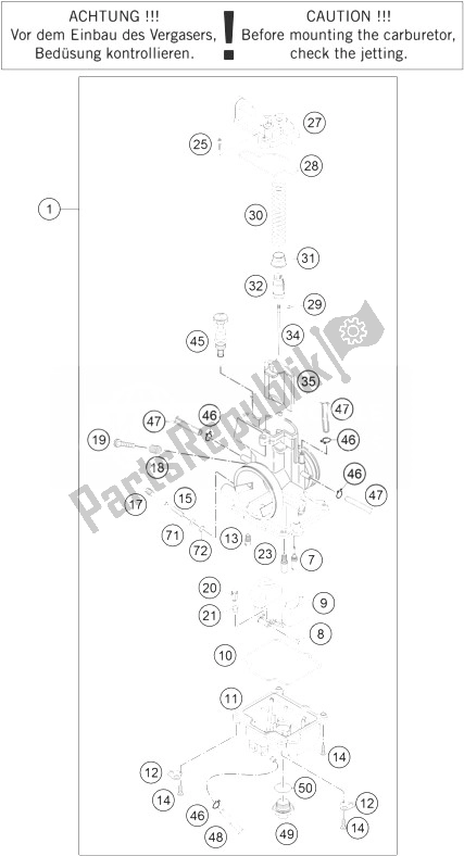 Todas as partes de Carburador do KTM 125 SX Europe 2014