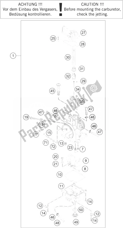 Tutte le parti per il Carburatore del KTM 150 XC USA 2014