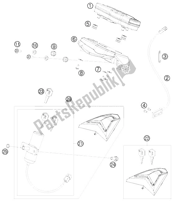 All parts for the Instruments / Lock System of the KTM 690 Enduro 08 Australia United Kingdom 2008