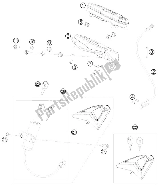 All parts for the Instruments / Lock System of the KTM 690 Enduro 08 USA 2008