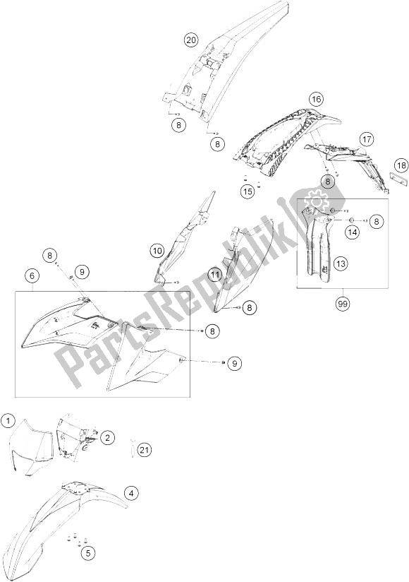 Tutte le parti per il Maschera, Parafanghi del KTM Freeride 250 R Europe 2015
