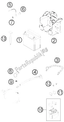 All parts for the Battery of the KTM 250 XC F USA 2011