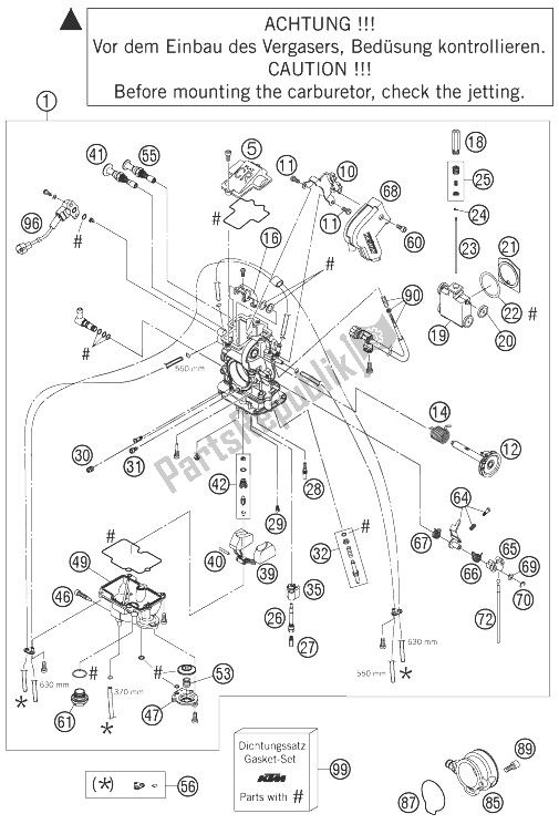 Tutte le parti per il Carburatore Fcrmx-41 625 Sxc del KTM 625 SXC USA 2004
