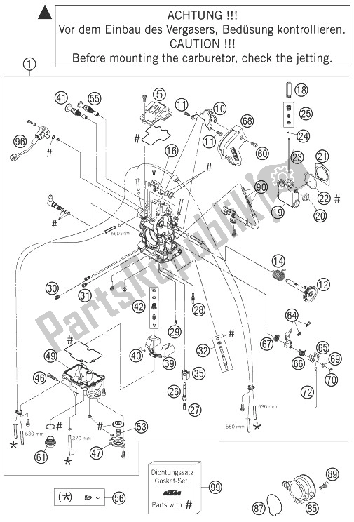 All parts for the Carburetor Fcrmx-41 625 Sxc of the KTM 660 SMC Australia United Kingdom 2004