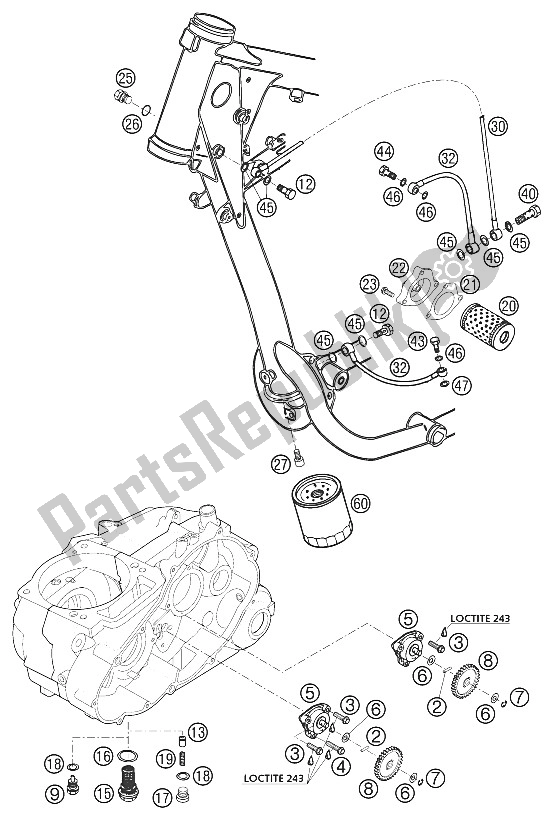 Alle onderdelen voor de Smeersysteem 640 Lc4 200 van de KTM 640 Duke II Orange United Kingdom 2002