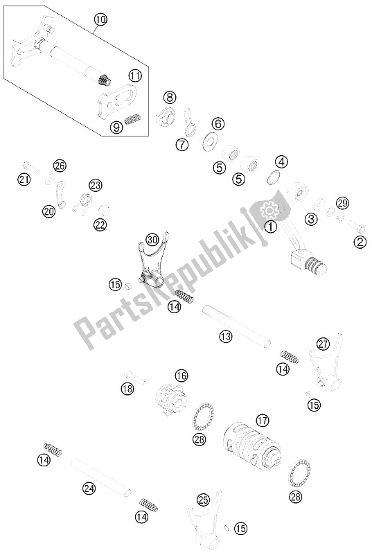 Wszystkie części do Mechanizm Zmiany Biegów KTM 450 XC F USA 2015