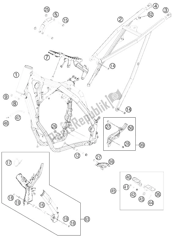 Todas las partes para Marco de KTM 250 XC Europe USA 2011