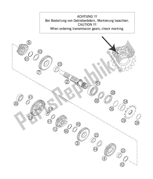 All parts for the Transmission Ii of the KTM 200 XC USA 2006