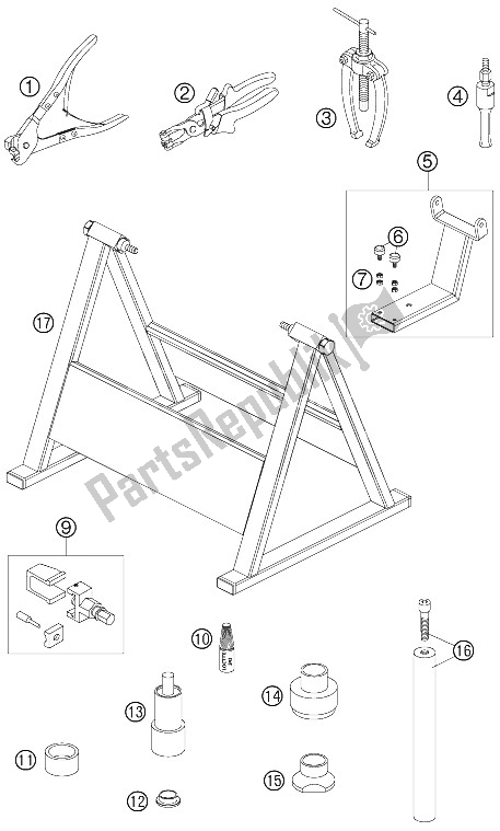 Toutes les pièces pour le Châssis D'outils Spéciaux du KTM 990 Superduke Black France 2005