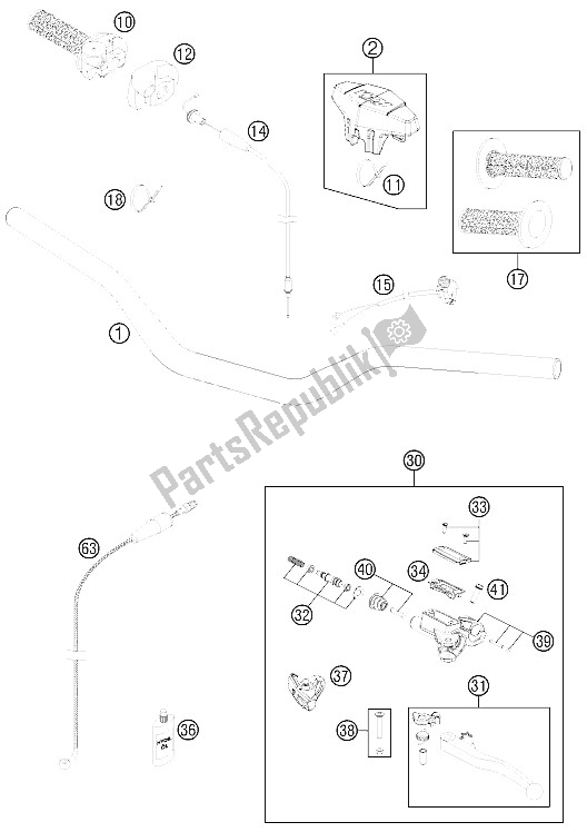 Toutes les pièces pour le Guidon, Commandes du KTM 150 SX Europe 2011