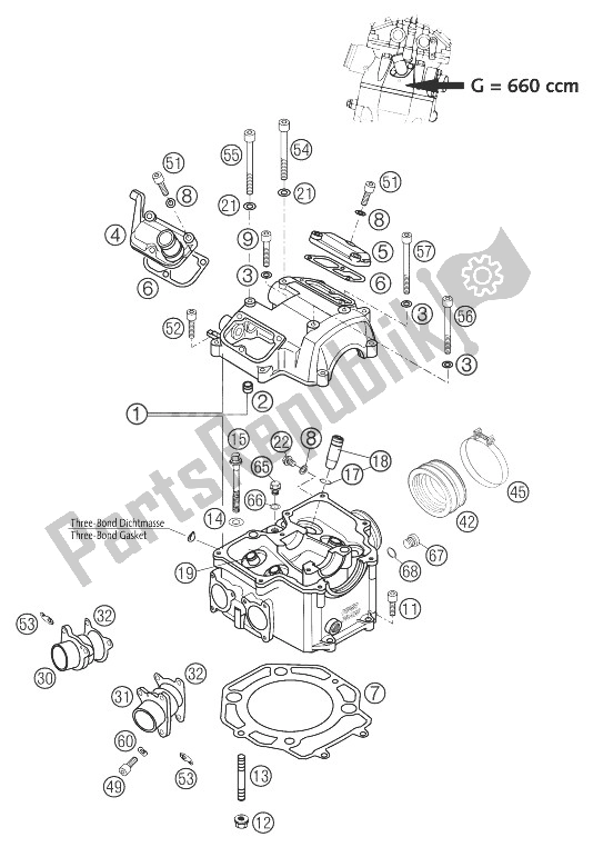 Toutes les pièces pour le Culasse 660 Smc du KTM 660 SMC Europe 2003