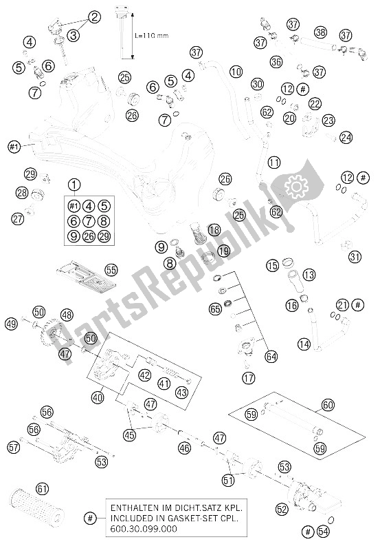 All parts for the Lubricating System of the KTM 990 Adventure Dakar Edition 11 France 2011