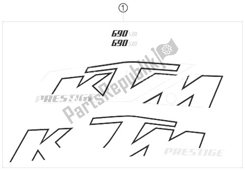 Tutte le parti per il Decalcomania del KTM 690 Supermoto Prestige Australia United Kingdom 2007