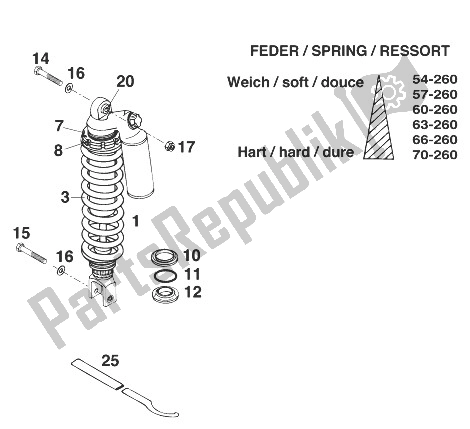 All parts for the Rear Suspension Wp Sx,sc '98 of the KTM 620 Super Moto Comp 20 KW 98 Europe 872684 1998