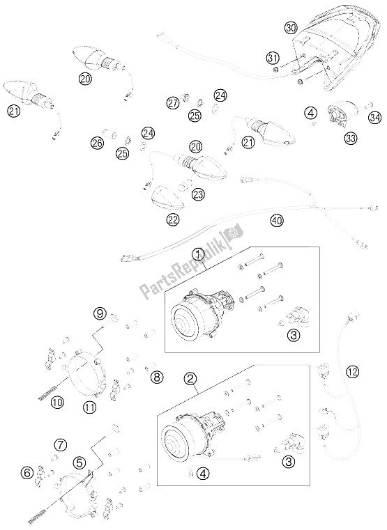 Todas as partes de Sistema De Luz do KTM 690 Duke R Europe 2011