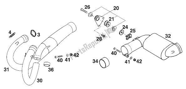 All parts for the Pipes - Collector Sxc U of the KTM 400 SXC USA 2000