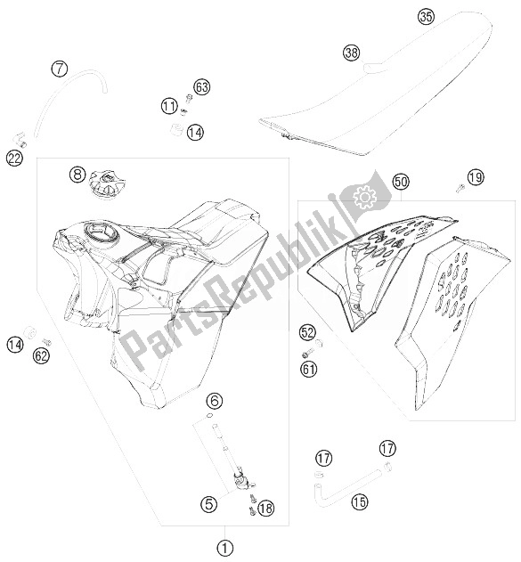 All parts for the Tank, Seat, Cover of the KTM 250 XCF W Champion Edit USA 2010