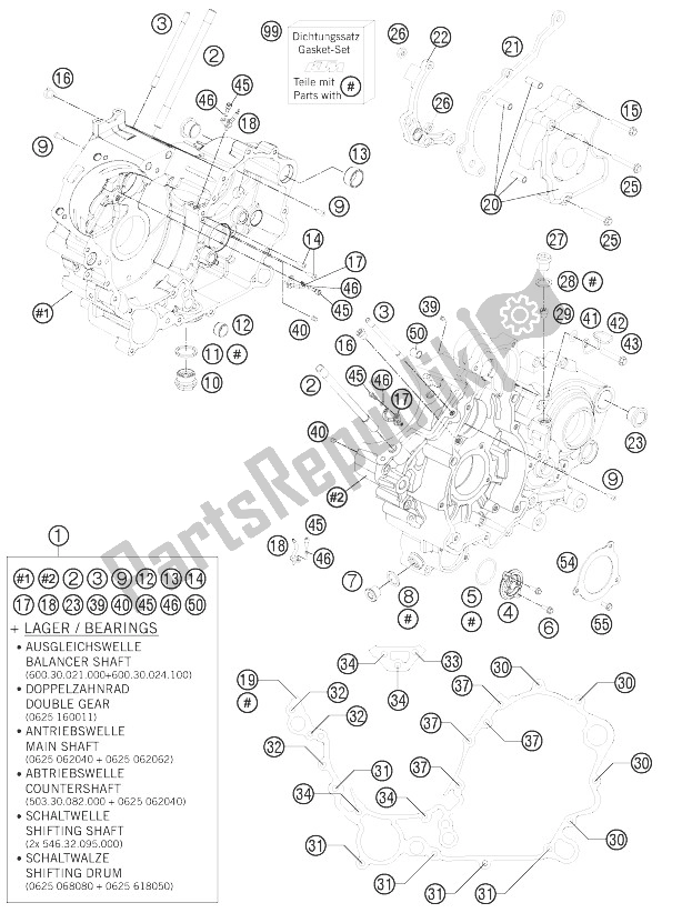 Tutte le parti per il Cassa Del Motore del KTM 990 Adventure Baja USA 2013