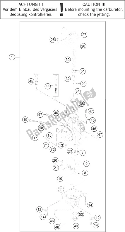 All parts for the Carburetor of the KTM 250 EXC Australia 2015