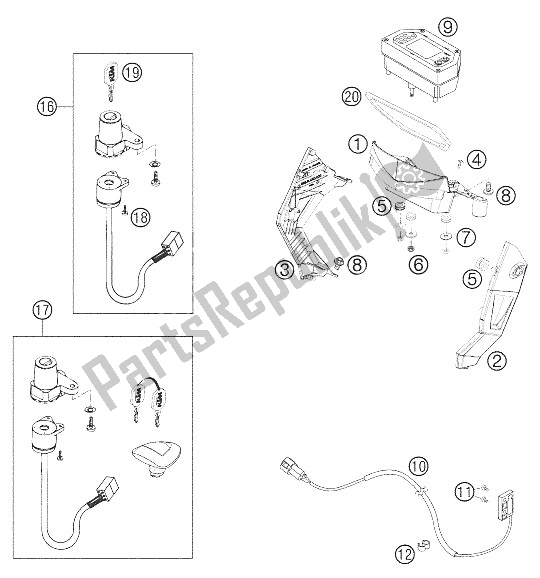 All parts for the Speedometer of the KTM 640 LC4 Supermoto Prestige 06 Europe 2006